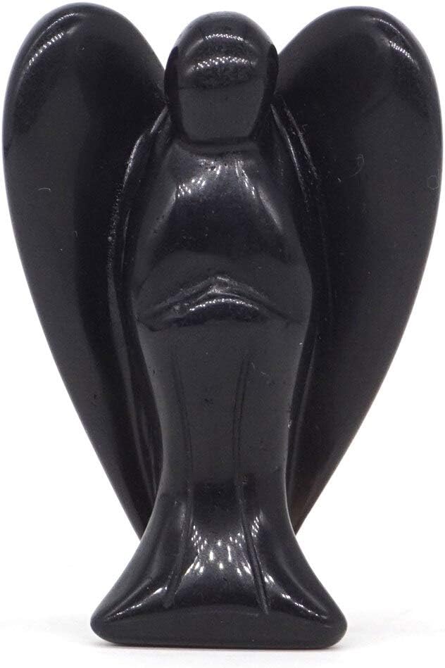 REBUY Black Tourmaline Angel for Reiki Healing and Crystal Healing Stone 2 Inch