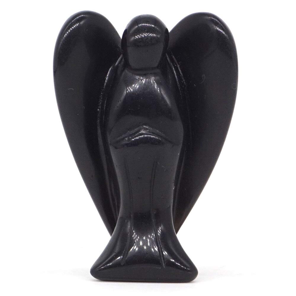 REBUY Black Tourmaline Angel for Reiki Healing and Crystal Healing Stone 2 Inch