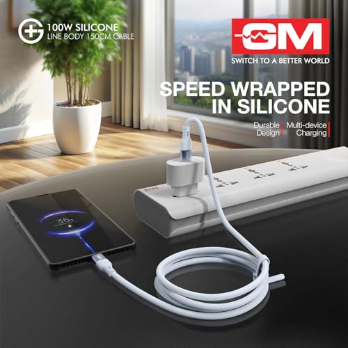 Image of GM G+ 100W 150cm Silicon Cable Type-C-C | Durable than braided| PD 3.1 Fast Charging | Ultra-Flexible Tangle-Free Body | 480Mbps | iPhone, MacBook, Tablets, Samsung, One Plus | 1 Year Warranty