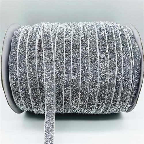 Cinta de terciopelo de 6 mm a 38 mm y 5 yardas, hecha a mano, para decoración de bodas, fiestas, para envolver, hacer moños para el cabello, manualidades de costura, brillante, color plateado, 38 mm