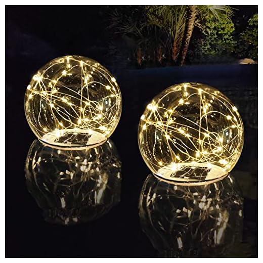 LENONE Solar Floating Pool Lights, Warm White LED Solar Glow Globe Pool Lights That Float, Waterproof Light up LED Pool Accessories, 7” Floating Lights for Pool Yard Patio Party Christmas Decor - 2PCS