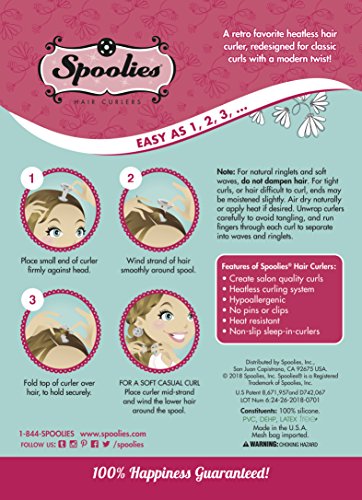 Spoolies Hair Curlers Beach Waves & Spiral Ringlets Heatless Curler Kit, 20 Curlers (8 Jumbo 12 Medium), For Hair Up To 18" (46Cm) Long #TOP7