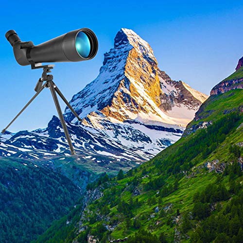 MaxUSee 25-75x80 Dual Focusing Zoom HD Waterproof Spotting Scope with Carrying Bag Phone Adapter, BAK4 Prism FMC Lens for Target Shooting Hunting Bird Watching Wildlife Scenery Moon Viewing