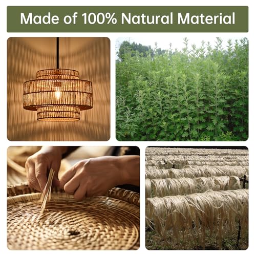 Image of 12.4 inch Boho Rattan Pendant Light Fixture for Dining Room, 1-Light Black Chandelier Farmhouse Rustic Hanging Lamp for Kitchen Island, Bedroom, Living Room, Entryway, Foyer, Hallway