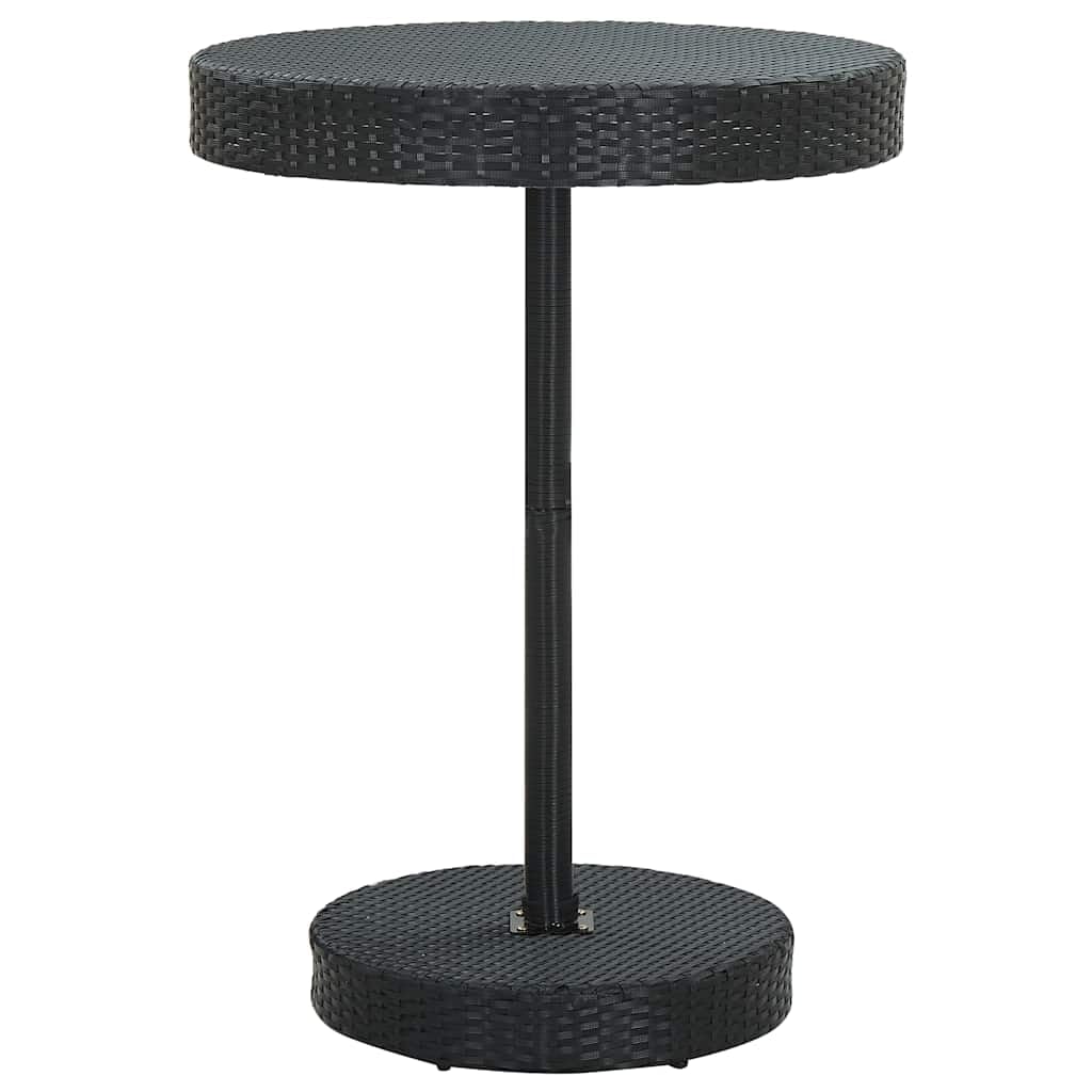 Set de Bar para jardín ratán sintético Negro con 5 Piezas, Mesa Redonda Acero Recubierto y 4 taburetes con Cojines, Ideal para terraza, Patio, reunión y Descanso al Aire Libre