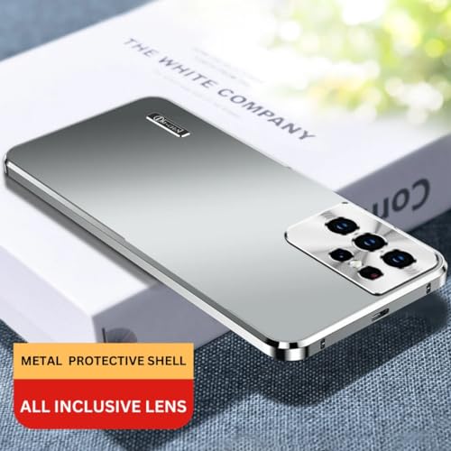 Image of MILLION CASES Back Cover Case for Samsung Galaxy S23 Ultra Shockproof Protective Luxury Magnetic Metal Frame Case for Men & Boys(Silver)