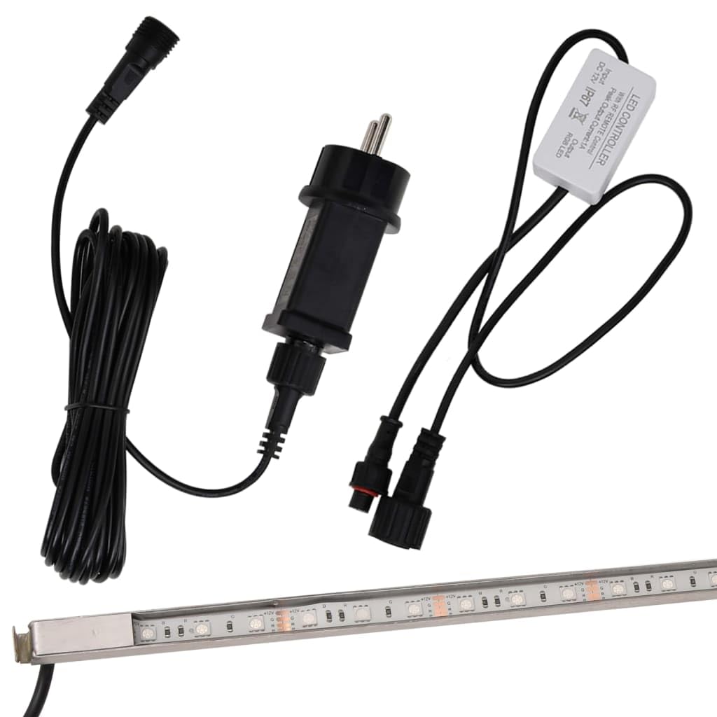 vidaXL Fuente Cascada con LED RGB para Piscina Jardín Estanque Patio Aporte Exterior Decorativo Relajante Luces Vista Sonido Acero Inoxidable