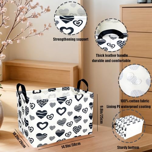 Image of Valentine's Day Basket Gift for Empty Cute Heart Large Storage Bin for Kid and Baby Room Decor (Black Creative Love)
