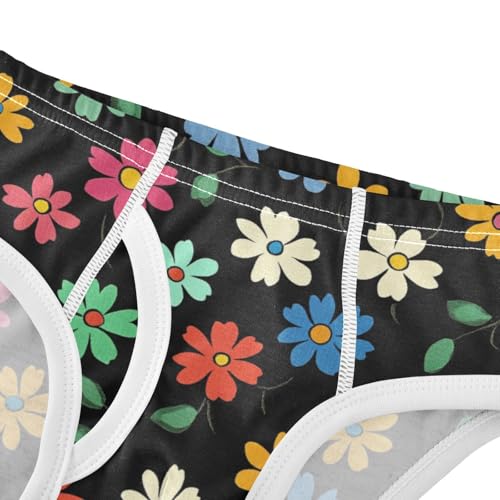 Wusikd Colorful Flower Boys' Underwear Cotton Black Boys Briefs Soft Toddler Underwear 2T4