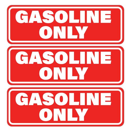 Gasoline Only Sticker Decal Sign 3-Pack - Weatherproof Adhesive Decal for Your Truck