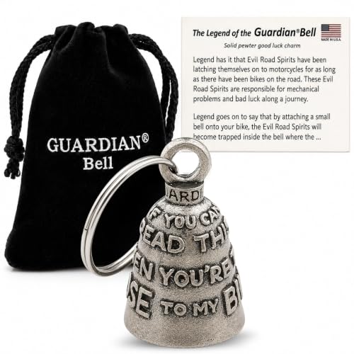 Guardian Bell If You Can Read This Good Luck Bell w/Keyring & Black Velvet Gift Bag | Motorcycle Bell | Lead-Free Pewter | Good Luck Gift to Friends & Family | Bike Bell | Made in USA