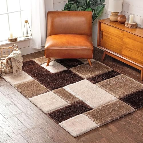 Image of SAGON Anti-Skid Shaggy Carpet Rug for Home | Ultra-Soft Plush Floor Mat for Living Room & Bedroom | Non-Slip, High-Density, Cozy Luxury Decor| 6 x 9 Feet Coffee - B