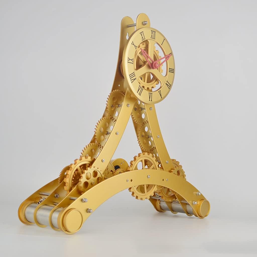 FMURY Gear Table Clock Digital Metal Black Table Watch Desk Clock Shabby Chic Vintage Clocks Mesa Gift Ideas(D)