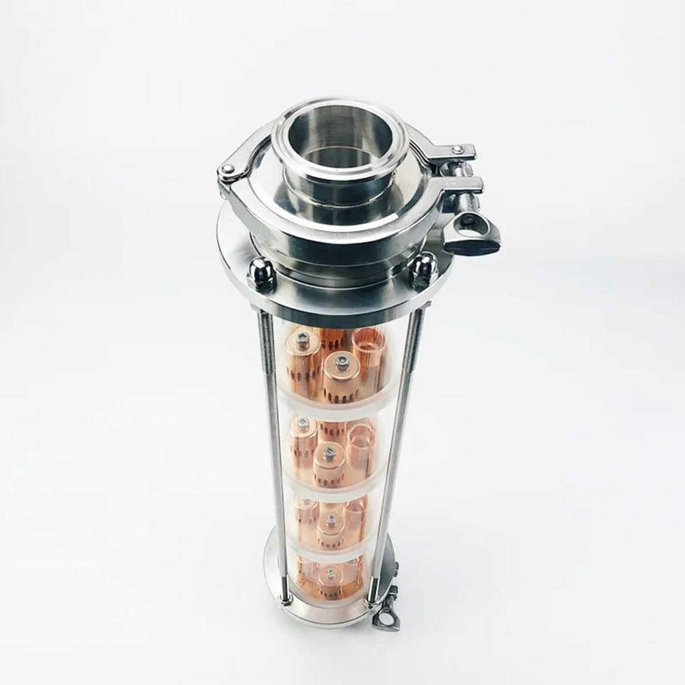 Colonna Di Distillazione, Colonna Di Distillazione OD91 Da 3" (76 Mm) Con Piastre A Bolle In Rame Da 4 Pezzi For Distillazione, Colonna Di Rettifica In Vetro Di Alta Qualità A 4 Strati, Argento ( Size