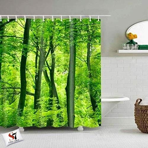 Ap International Digital 3D Printed Green Tree 3D Digital Print Polyester Blend Curtains (1, Window 4 x 5 FT) - Multicolour
