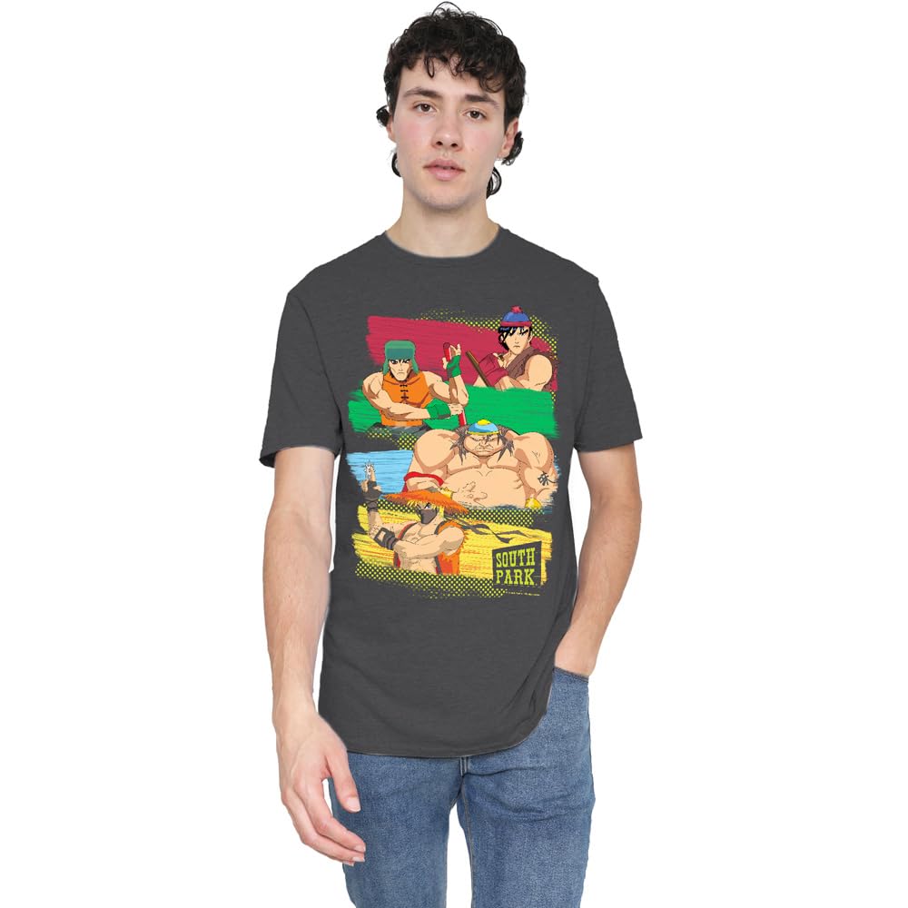 South Park Men' Grey Anime T-Shirt Charcoal in Size S, Sports Direct