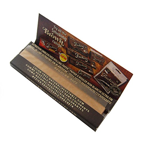 Smoking Paper BROWN/Unbleached Regular Size Cigarette Rolling Paper (Pack of 5 Booklets) + Free 2 Pcs Cone Holder Random Colour