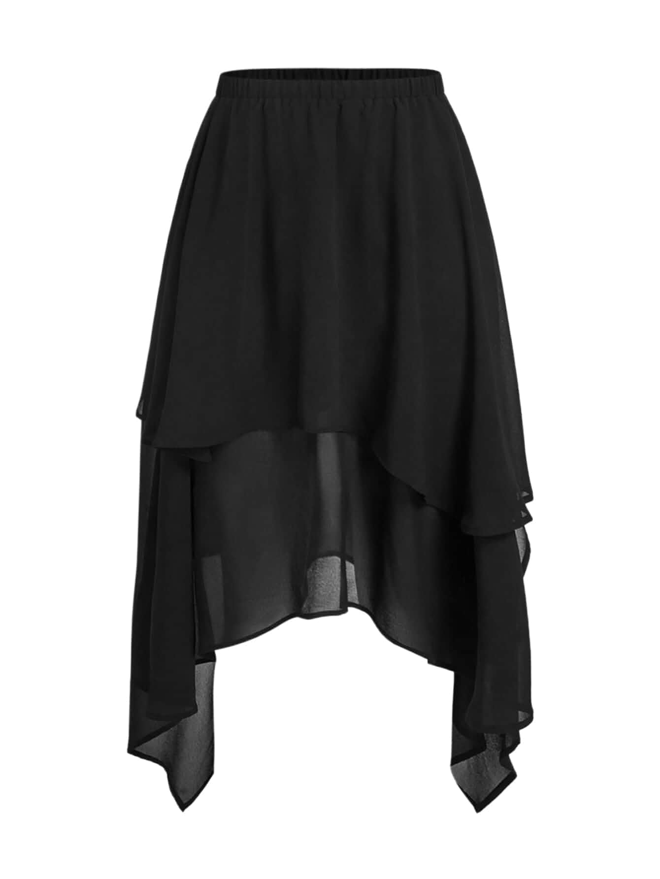 Verdusa Women's Ruffle Skirt Tiered Layered Asymmetrical Chiffon Midi Skirts Skirts Summer Outfits