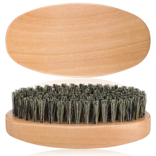 XLIUAX 2Pcs 360 Curved Wave Brush for Men, Palm Medium Hard Wave Brush, Boar Bristle Hair Styler for Cultivating Beards, Hair Waves, and Wolfing Barbers Daily Use