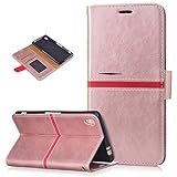 Kompatibel mit Sony Xperia XA Ultra Hülle,PU Lederhülle Flip Hülle im Bookstyle Ständer Wallet Soft Silikon Magnetverschluss Kunstleder Hülle Tasche Tasche Schutzhülle für Sony Xperia XA Ultra,Rosa