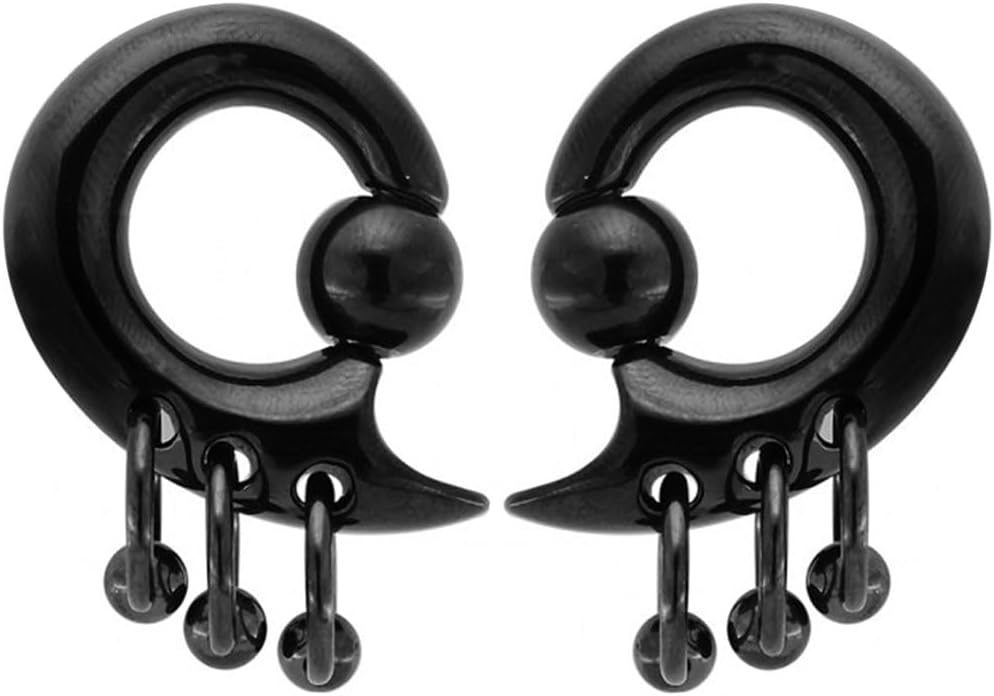 (1 Pair ONLY) MoDTanOiz Ear Weight Steel Ball Closure Dangle Captive Bead Ring 100% Guaranteed of The meterials Available size 8g (3mm) to 1/2" (12mm) Please Choose Size and Color