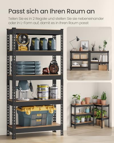 SONGMICS Schnelle Montage, Schwerlastregal 2er Set, Standregal, Lagerregal, Küchenregal, Regal, 5 Ablagen, 30 x 75 x 150 cm… – Ansicht 7