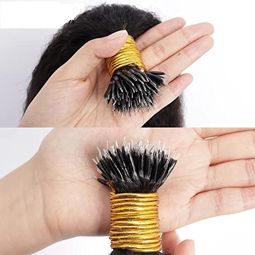 Miniatura 5 de Extensión de cabello humano lacio tipo afro con nano anillo, preunido, cabello Remy brasileño microlink grueso Yaki Nano Ring I Tip extensiones de