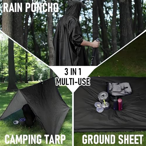 Rain poncho Adults Men Waterproof with Hood Lightweight Rain Jacket Women Rain Coats 3in1 Foldable Camping Essentials2