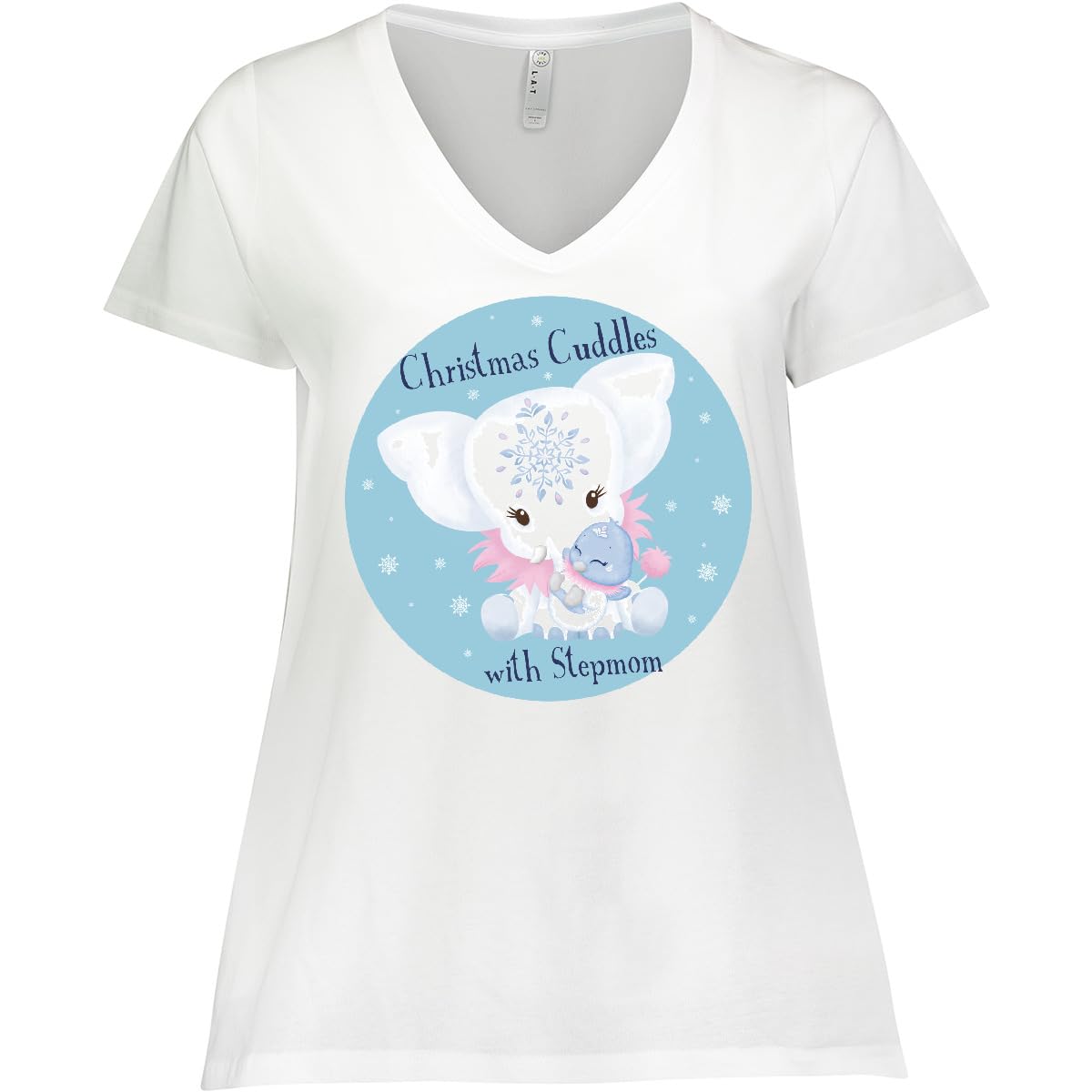 inktasticChristmas Cuddles with My Women's Plus Size V-Neck - Tiny Tusks