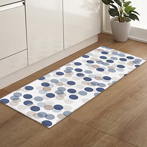 Runner Rugs, Geometric Pattern Polka Dot White Non Slip Low Profile Hallway Runner Rug For Entryway Entrance Kitchen Laundry Room Bedroom, 23.6"X70.9" #TOP12