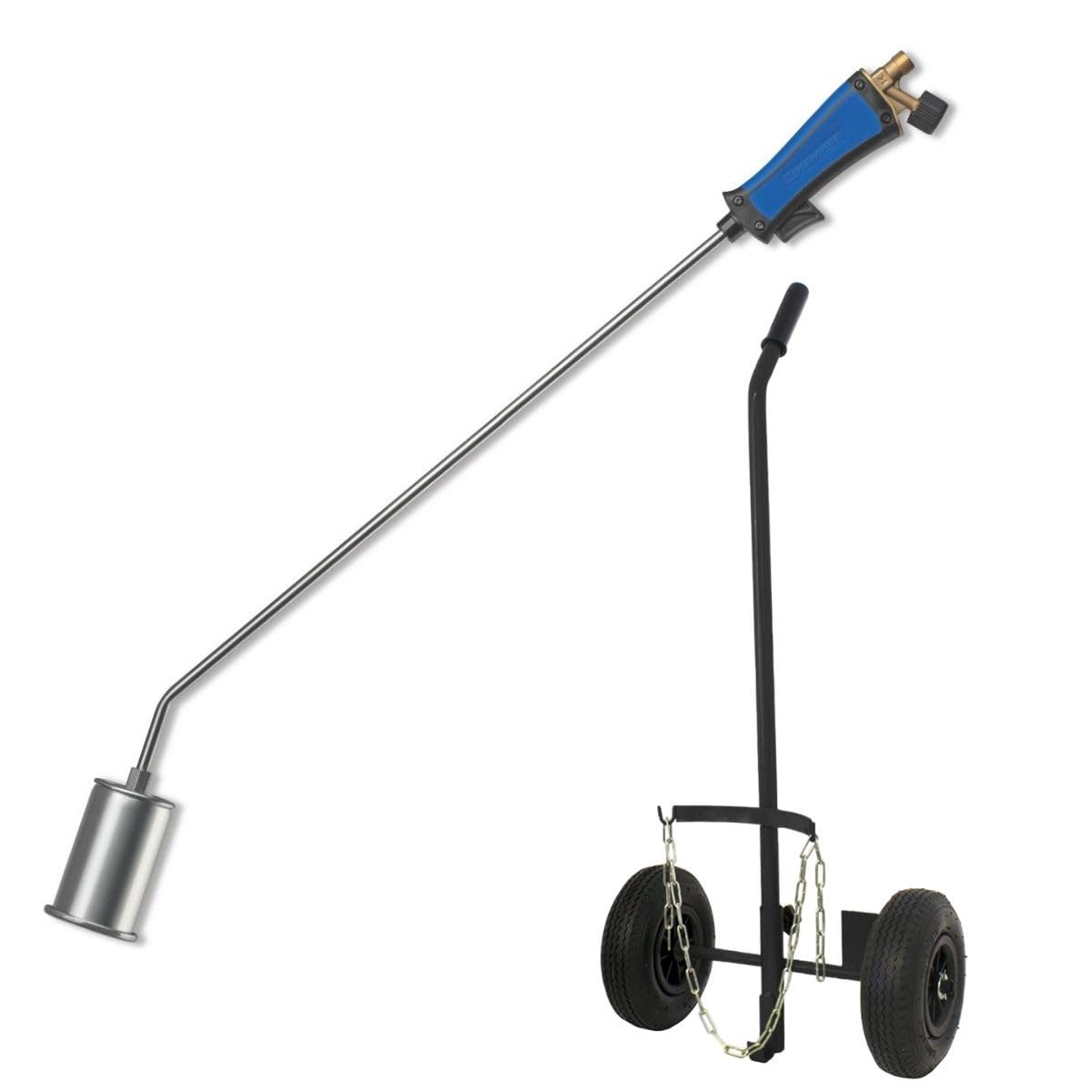 KEMPER - Desherbeur thermique + Chariot à roues pour bouteille gaz + Allume gaz + Détendeur Gaz Bruleur 60mm Tuyau 5m - Elimination des mauvaises herbes