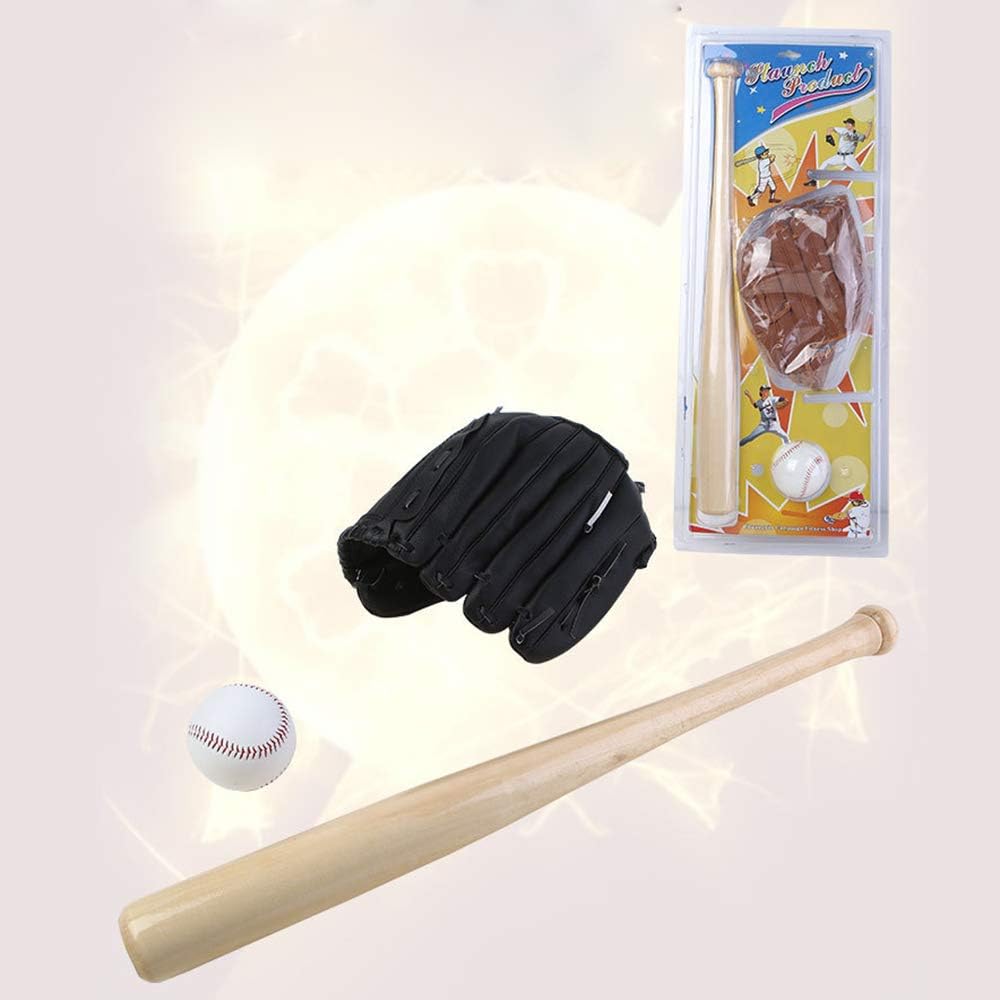 MengK Baseball Balls Set Baseball Bat+Baseball+Baseball Gloves 24in Wood Baseball Bat 10.5in PVC Baseball Glove Baseball Kit for Youth Kids : Sports & Outdoors