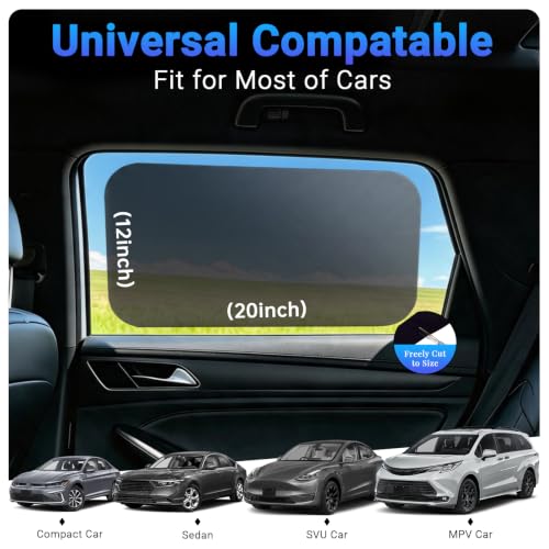 Image of Car Window Shade for Baby, Roll Windows Down, Static Cling Window Covers | 2PCS-Static Cling Car Shades for Side Windows|No Glue No Residue|Rear Car Window Sun Shade for Babis, Pets, Fit for Most Cars
