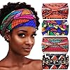 African Headbands Boho Knotted Hairbands Stretch Wide Head Wraps Elastic Yoga Turban Hair Scarfs Workout Printed Hair Accessories for Women Pack of 4 (Style A)