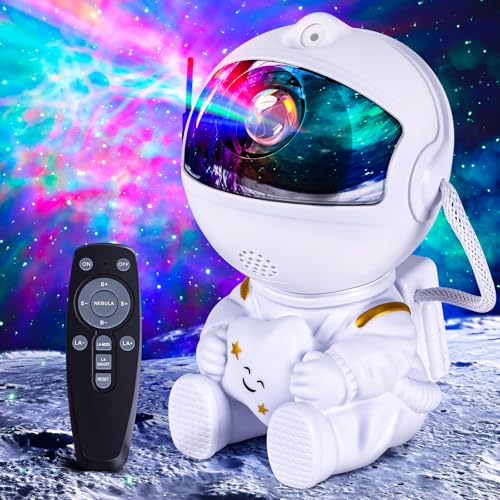 VIYSPNV Projecteur Ciel Etoile Astronaute Projecteur Galaxie avec 8 Modes Nébuleuse 2 Étoile Télécommande Rotation à 360° Vitesse de Luminosité Réglable pour Chambre Plafond Enfants Adultes