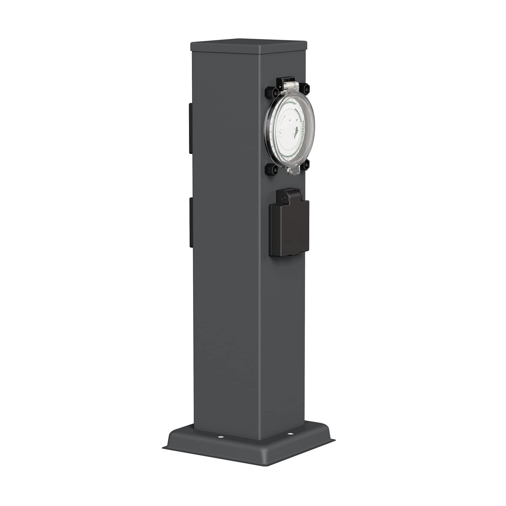 ledscom.de Polly Garden Socket Column for Outdoor Use, IP44, Timer/Timer, 3-Way, Stainless Steel, Anthracite, Square, 40 cm-image-33