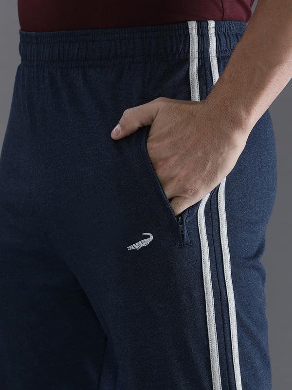 Image of CROCODILE Men Solid Slim Fit Track Pant | Single Jersey Fabric | Drawstring Waist | 3 Pockets