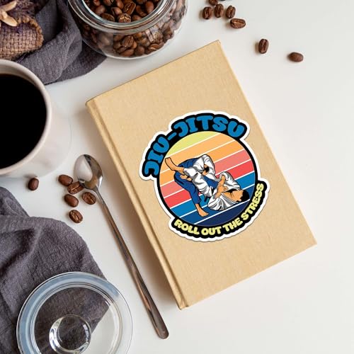 Image of Jiu Jitsu Sticker 8 Pcs (Large Size) Vinyl Stickers Laptop Waterproof Decal for Car Bumper Water Bottle Notebook Luggage Window Birthday Decorations - Size 4 Inches