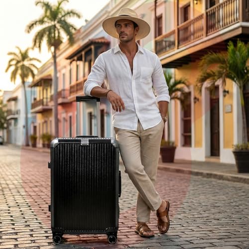 Image of Vertica Hard PC Trolley Luggage, Medium Size, 100% Polycarbonate, Lightweight and Durable, Silent Wheels, Anti-Theft with Aluminium Frame, and 2 TSA Locks, 24-Inch, Midnight Noir