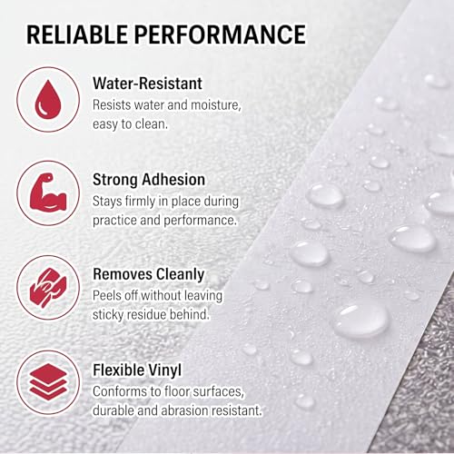 Image of Pangda 2 Rolls Dance Floor Vinyl Tape White 36 yd x 2 in Durable Tape Splicing Strong Adhesion No Residue for Gym Dance Room Restaurants Kitchen Floor Safety Marking