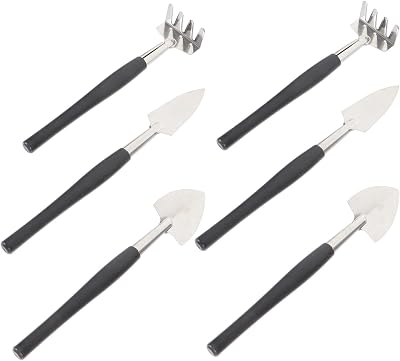 6Pcs Mini Garden Trowels, Stainless Steel Black for Bonsai