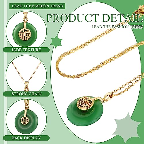 4 Pcs Jade Pendant Necklace Jade Good Luck Chinese Fu Fortune Pendant Necklace for Women Gift3