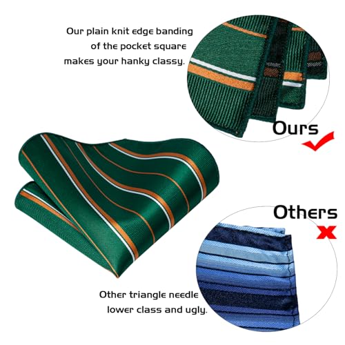 Image of 5PCS Mens Premium Silk Tie, Pocket Square, Cufflinks, Drilled Tie Ring and Lapel Pin Set for Wedding Groom Party