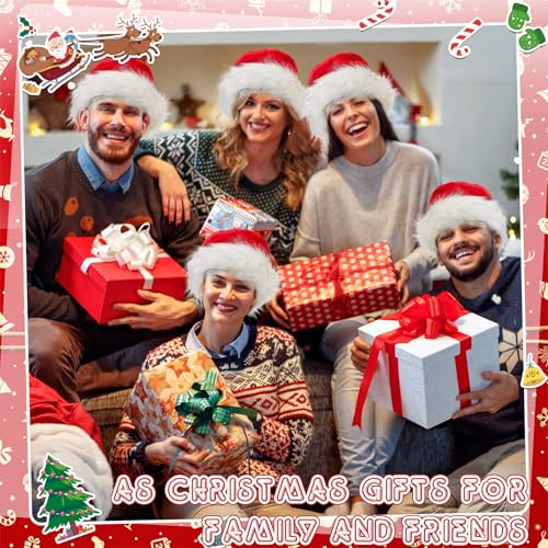 Image of Vicenpal 20 Pcs Santa Hats Bulk for Adults, Red White Black, Classic