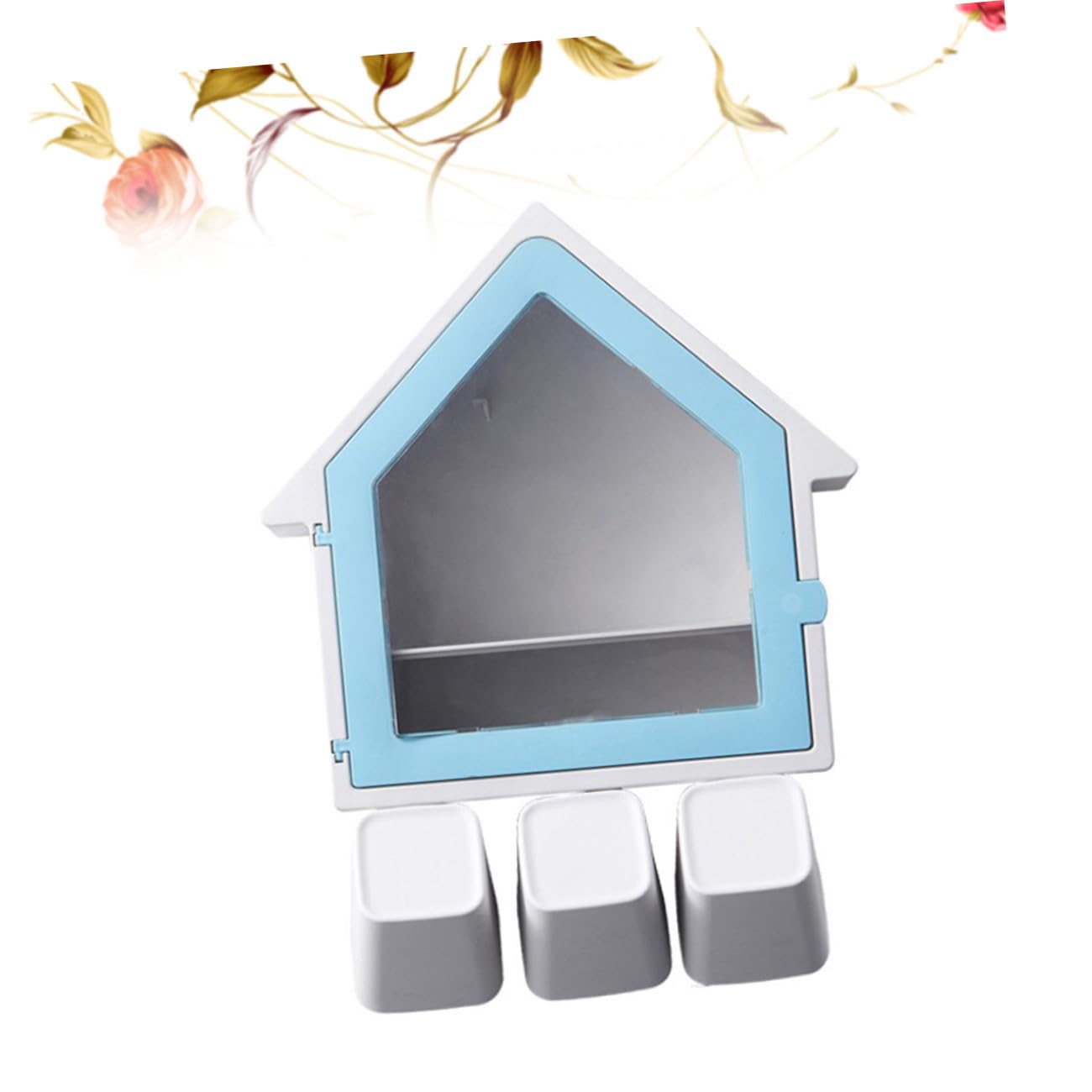 Portaspazzolino da Muro a Forma di Casa Supporto per Bicchiere, senza Foratura, in Abs + Pp, Accessori Bagno per Spazzolino Manuale ed Elettrico