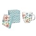 Cypress Home Summer Bloom 12 oz Artisan Double-Wall Glass Coffee or Tea Café Cup in Coordinating Gift Box - 4.75”W x 4"D x 4.5"H