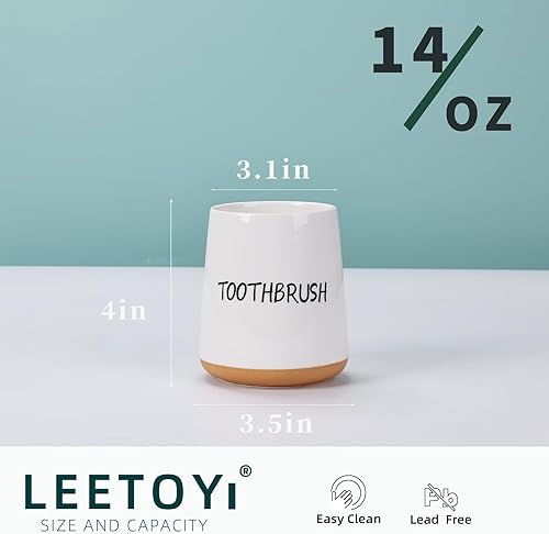 Miniatura 2 de Soporte de cerámica para cepillos de dientes, taza de cepillado de dientes para tocador de baño y encimera, soporte de cepillado de granja de 3.5