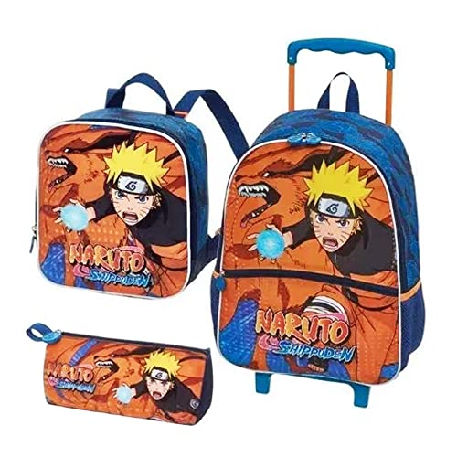 Kit Mochila de Rodinha+Lancheira+Estojo Narut Kurama Pacifi