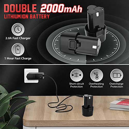 SHAVINGFUN Akkuschrauber,Cordless Screwdriver 12 V,Akku Bohrschrauber Set mit 2 Akkus 34Pcs,30Nm Drehmoment Max, 2-Gang,18+1Drehmomentstufen LED-Licht für Heimprojekte und Repair akkuschrauber set – Bild 5