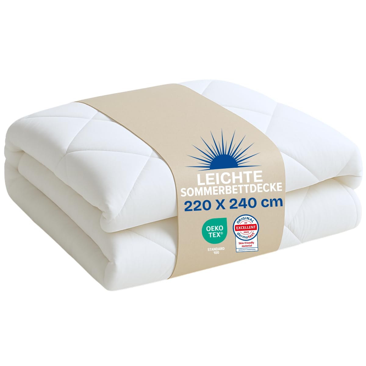 DREAMWAY - Sommerdecke 220x240 cm - Ultraleichte 150 GSM - Waschbar 60 °C